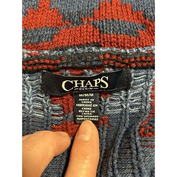Chaps Southwestern Sleeveless Cardigan Sweater Vest Maroon Green Blue Plus Sz M - Picture 4 of 8